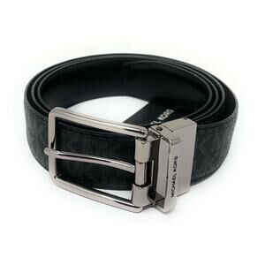 Michael Kors Dark Gray Belt with Shiny Silver Buckle